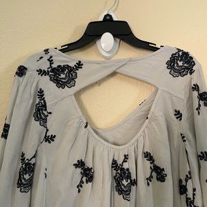 FREE PEOPLE Gauze Emma Embroidered tunic dress Gauze long sleeve boho size M